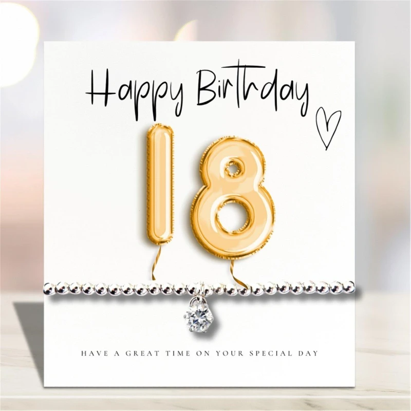 Image of Aye Do Gifts 18th Birthday Balloons Message Card & Bracelet Silver female One Size