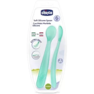 Image of Chicco Soft Silicone spoon 6m+ Blue 2 pc