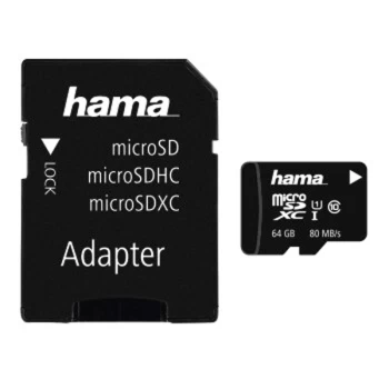 Image of Hama microSDXC 64GB Class 10 UHS-I 80MB/s + Adapter/Mobile