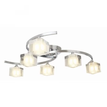 Image of Robert Dyas Village At Home Ice 6-Bulb Ceiling Light - Chrome