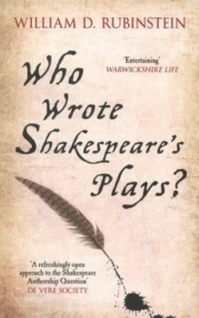 Image of Who Wrote Shakespeares Plays by William D. Rubinstein Book