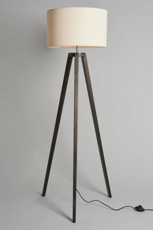 Image of BHS Lighting Keeley Wooden Tripod Floor Lamp in Dark Brown Dark Brown Unisex
