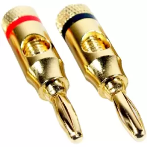 image of 2x Premium 4mm Banana Plugs 24k Gold Plated Speaker Cable Amp HiFi Connectors