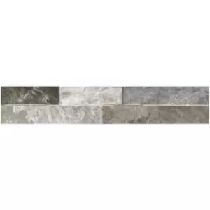 image of Grey Multi Split Face Wall Tile 8 x 44.25cm - Bata