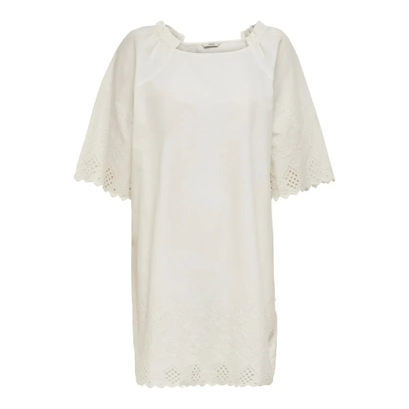 Image of Only Womens dress Only onlsanne 2/4 broderie Blanc Female XS