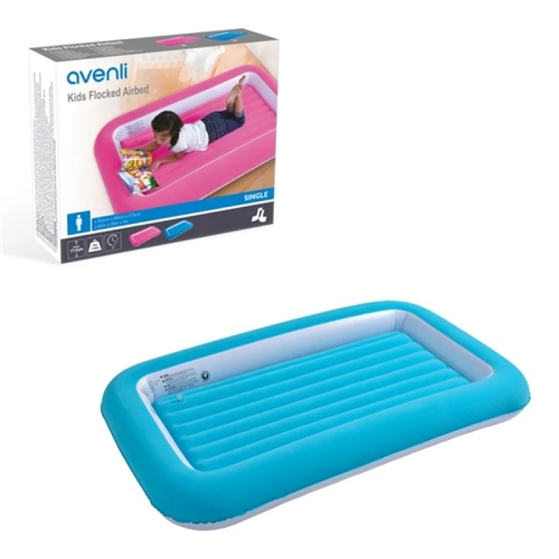 Image of Avenli Flocked Kids Airbed - Blue 85410