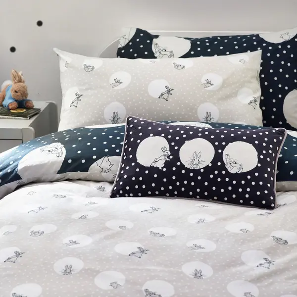 image of Peter Rabbit Spot Me Charcoal Kids Bedding Set - Single