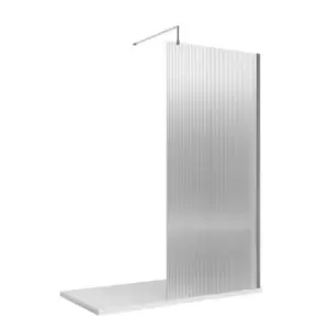 image of Hudson Reed 1000mm Fluted Wetroom Screen With Support Bar - Polished Chrome