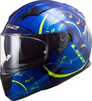 Image of LS2 FF320 Stream Evo Tacho Gloss Blue Hi-Vis Yellow M