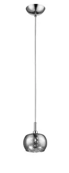 Image of Deni 1 Light Glass With Beads Chrome Dome Pendant Ceiling Light