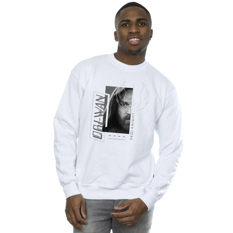Image of Star Wars Star Wars Men Obi-Wan Kenobi Jedi SciFi Collage Sweatshirt in White Size: Small White S Male 5059934442344