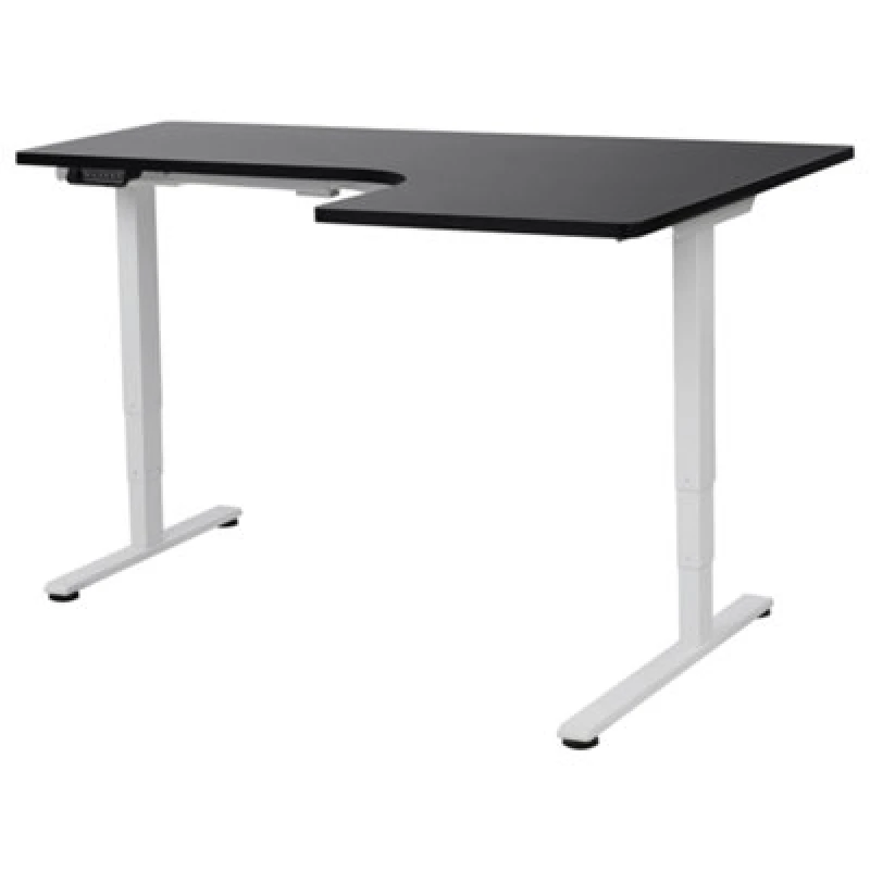 Image of Beliani Electric Adjustable Corner Desk Destines Black/ White 160 Cm 109cm Right Hand