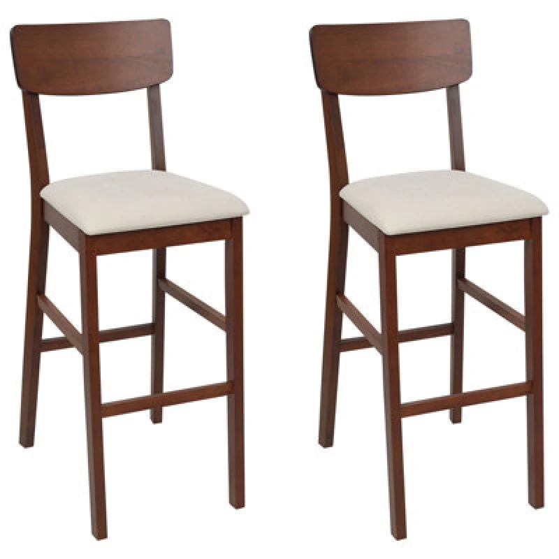 Image of Beliani Set Of 2 Bar Chairs Ambler Dark Brown/ Beige