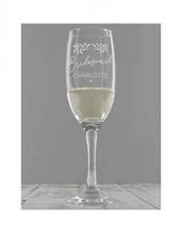 image of Personalised Wedding Botanical Flute Glass