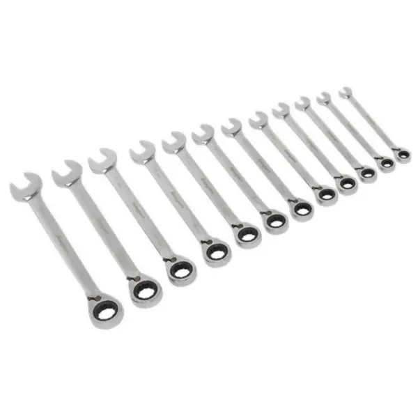 image of Siegen Reversible Ratchet Combination Spanner Set 12pc Metric