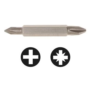 Image of IRWIN Screwdriver Bits PH1/PH2 Double-Ended 50mm (Pack 2)