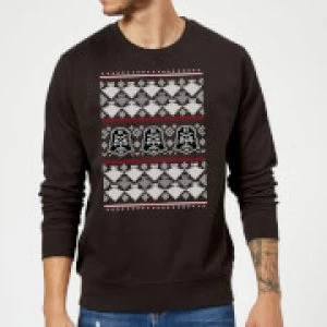 Image of Star Wars Christmas Darth Vader Imperial Starship Knit Black Christmas Sweatshirt - L - Black