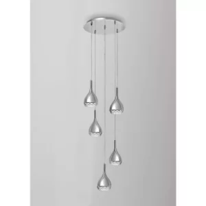 Image of Khalifa pendant light 5 bulbs GU10 round polished chrome
