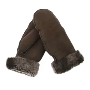 image of Eastern Counties Leather Womens/Ladies Full Hand Sheepskin Mittens (One size) (Brown Tipped)