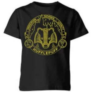 image of Harry Potter Hufflepuff Badger Badge Kids T-Shirt - Black - 11-12 Years