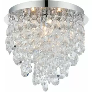 Image of Flush Bathroom Ceiling Light Hanging Crystal Bead IP44 Round Lamp Bulb Holder