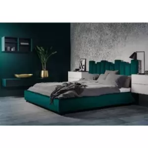 Image of Glexton Upholstered Beds - Plush Velvet, King Size Frame, Green - Green