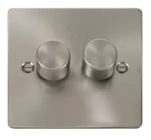 Image of Click Scolmore Define Brushed Steel 2 Gang 2 Way Dimmer Switch - FPBS152