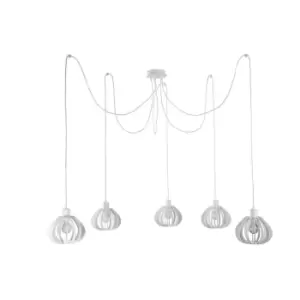 image of Nicoleta Cluster Pendant Ceiling Light White, 5x E27