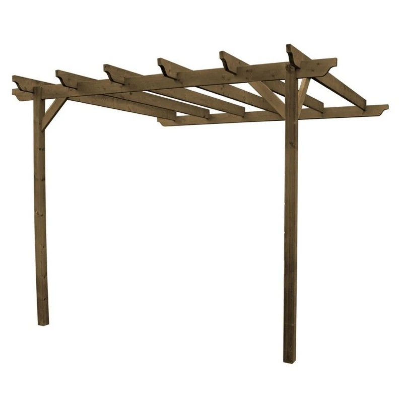 Image of Rutland County Garden Furniture Ltd Wall Mounted Garden Pergola, Wood, L180 x W180 x H270cm - Light Green in Brown Brown Unisex