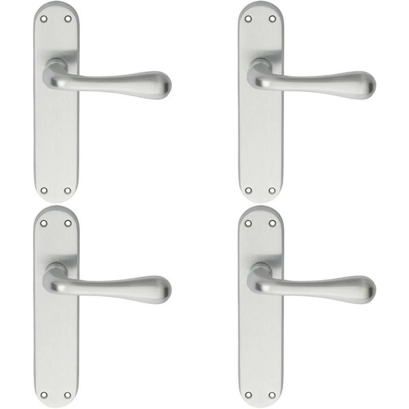 Image of Loops 4x PAIR Smooth Round Bar Handle on Latch Backplate 185 x 40mm Satin Chrome Multi