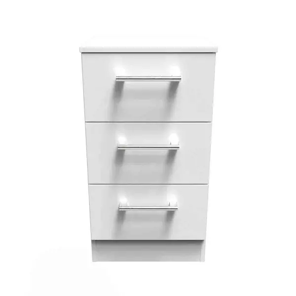 image of Welcome Furniture Ready Assembled Devon 3 Drawer Bedside Cabinet In White Matt