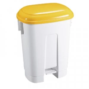 Image of Slingsby Derby Plastic Pedal Bin 60 Litre WhiteYellow 348014