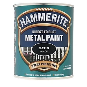 image of Hammerite Metal Paint - Satin Black 750ml