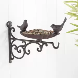 image of Wall Bird Feeder Cast Iron HI Brown