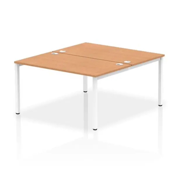 image of Impulse Bench B2B 2 Person 1400 White Frame Office Bench Desk Oak