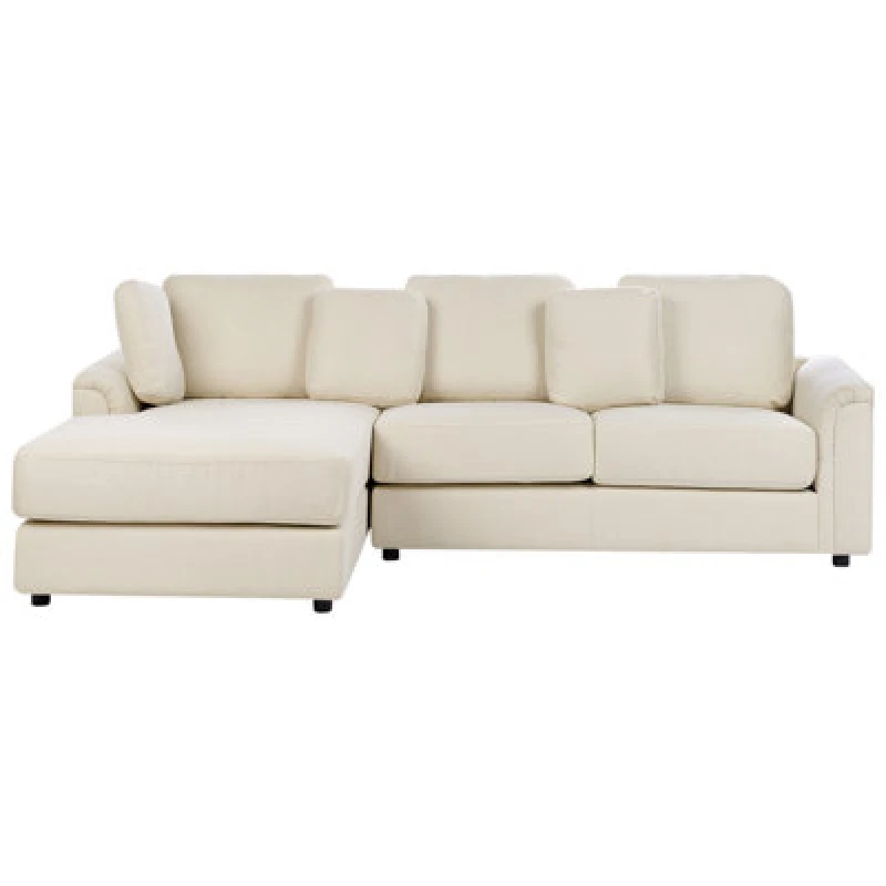 Image of Beliani Corner Sofa 4 Seater Kohlo Fabric Light Beige Right Hand