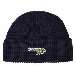 Image of Lacoste Logo Beanie - Navy 166