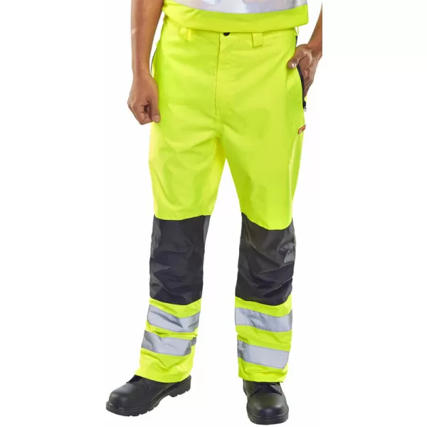 image of B SEEN Contrast Hi Vis Trousers Saturn Yellow 4XL