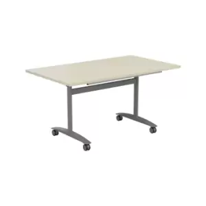 Image of One Tilting Table 1400 X 700 Silver Legs Maple Top