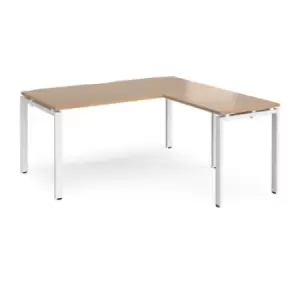Image of Bench Desk Add On Return Desk 1600mm Beech Tops With White Frames Adapt
