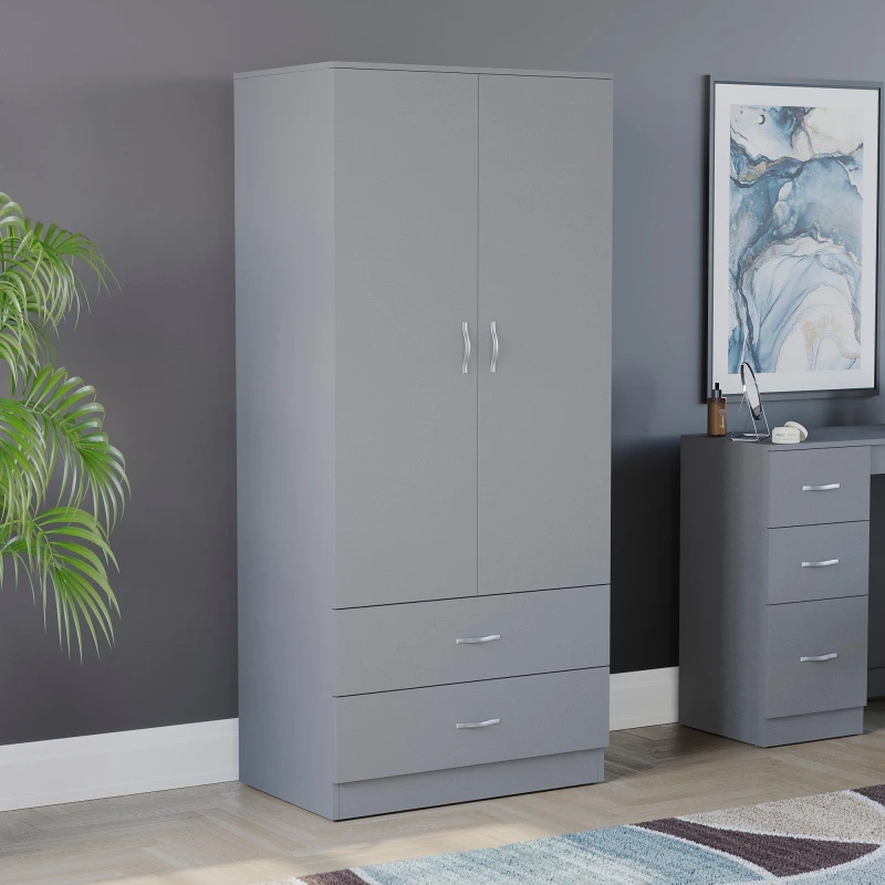 Image of Lassic Vida Designs Riano 2 Door 2 Drawer Wardrobe Grey unisex 2+2