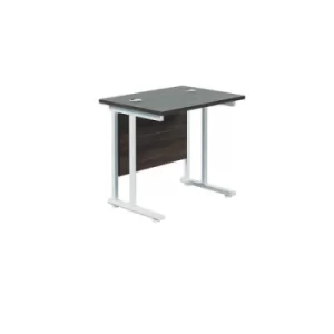 Image of Jemini Rectangular Cantilever Desk 800x600x730mm Dark Walnut/White KF806196