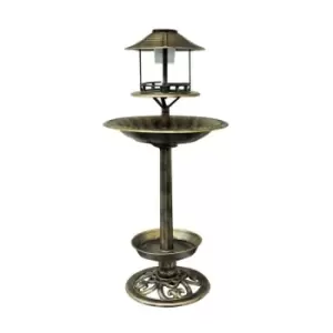 Copper Effect Solar Bird Bath And Feeding Station