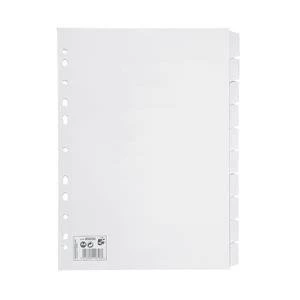 image of 5 Star Subject Dividers Multipunched Manilla Card 10 Part A4 White Pack 10