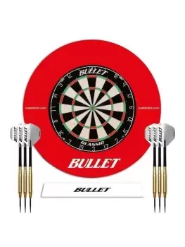 image of Large Darts Tournament Set - Includes Dartboard, 6 Steel Darts, EVA Surround Ring, Throwing Line Sticker - Red