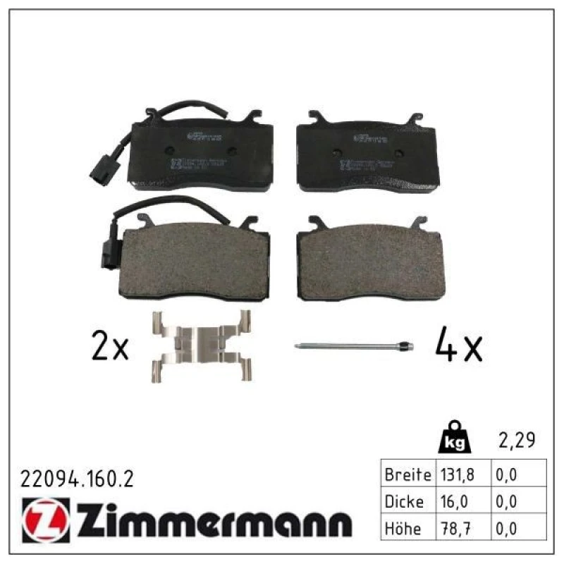 Image of ZIMMERMANN Brake pad set ZIMMERMANN 22094.160.2