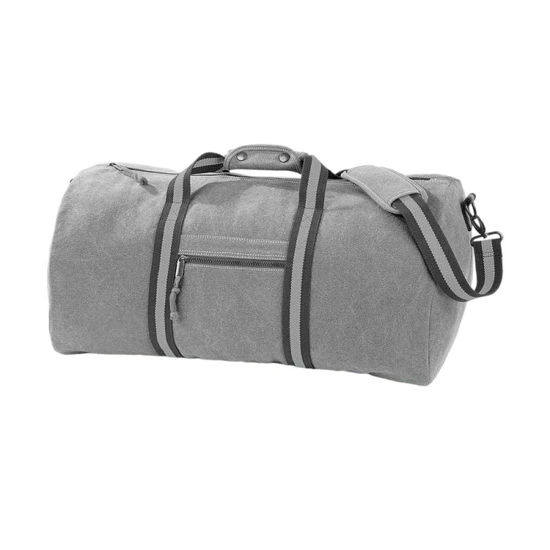 Image of Quadra Mens Vintage Canvas Holdall in Mid Grey Mid Grey Male One Size