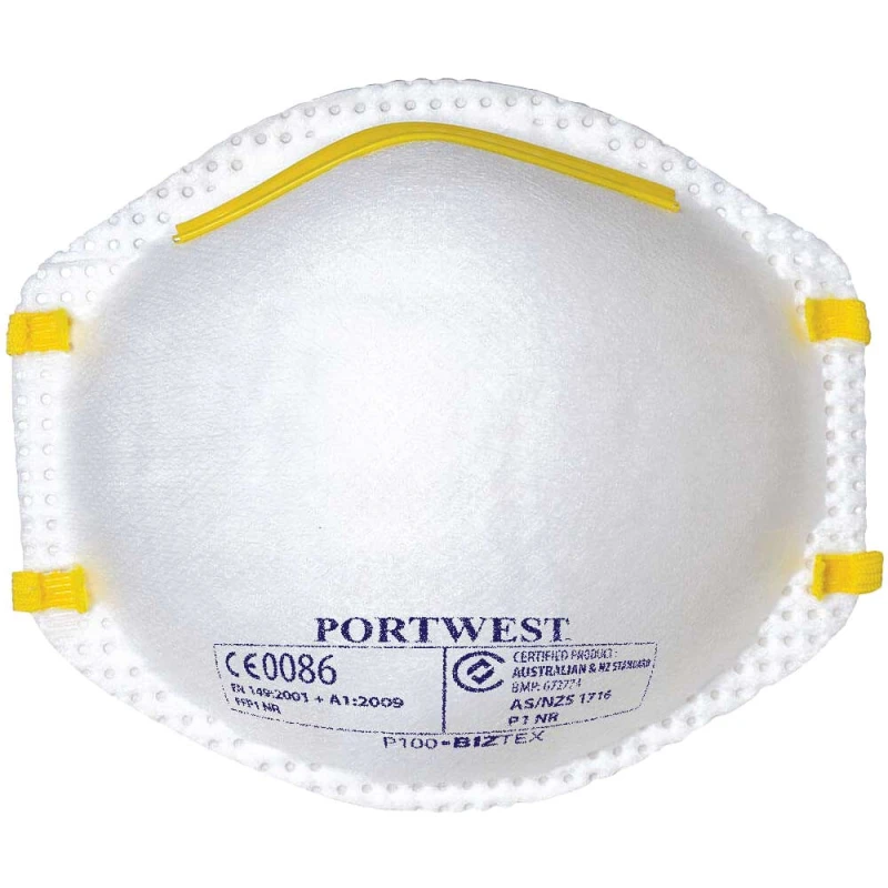 Image of Portwest FFP1 Disposable Dust Masks P100WHR Pack Qty: Pack of 20