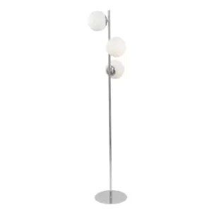 Image of 3 White Glass Orb and Chrome Metal Floor Lamp