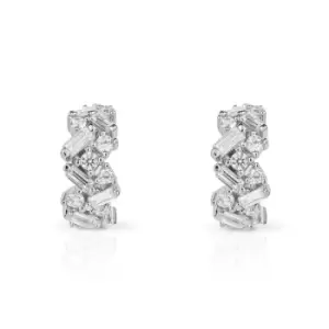 image of Diamonfire Silver Zirconia Baguette Scatter Hoop Earrings